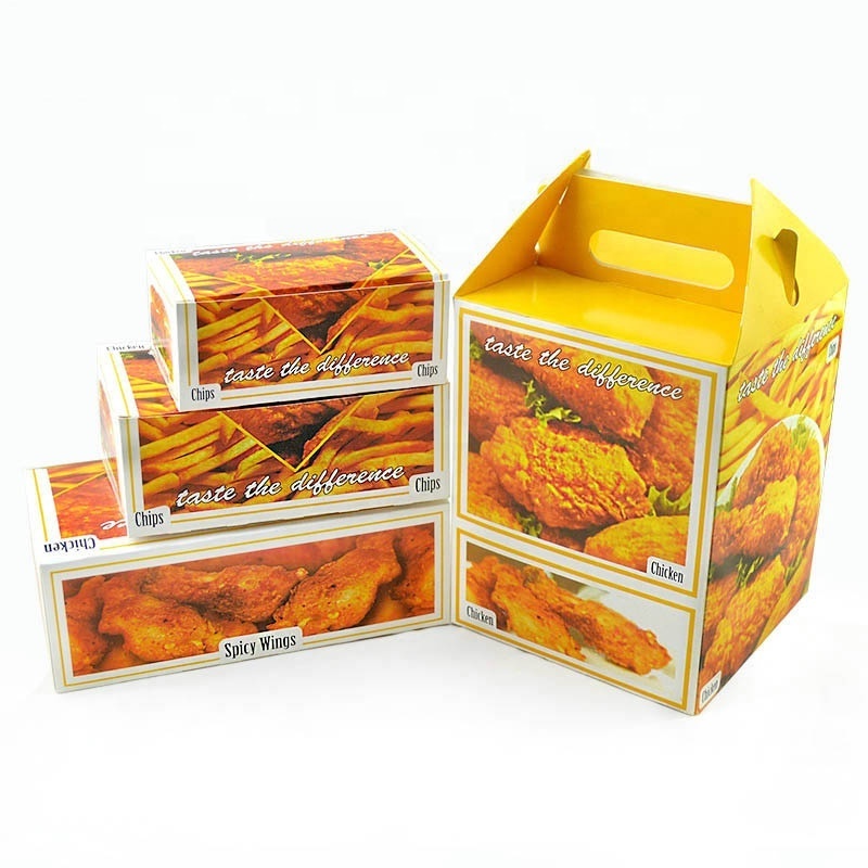 Eco friendly Custom Logo Takeaway Food Boxes French Fries Fried Chicken Box Paper Fast Food Packaging