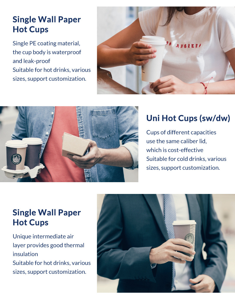 Customize Logo Design Paper Cup 6/8/10/12/16 OZ Ripple /Single/Double Paper Coffee Cups with lid