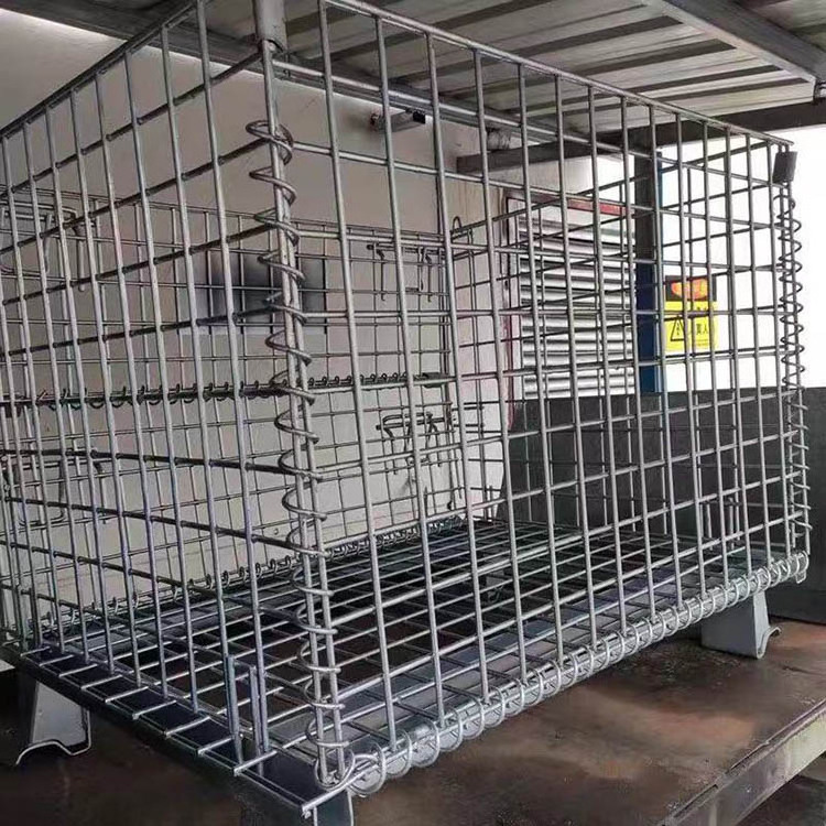 Warehouse Security Storage Cages Wire Zinc Mesh Foldable Container Welded Iron Cage Logistic Heavy Duty Logistics Trolley