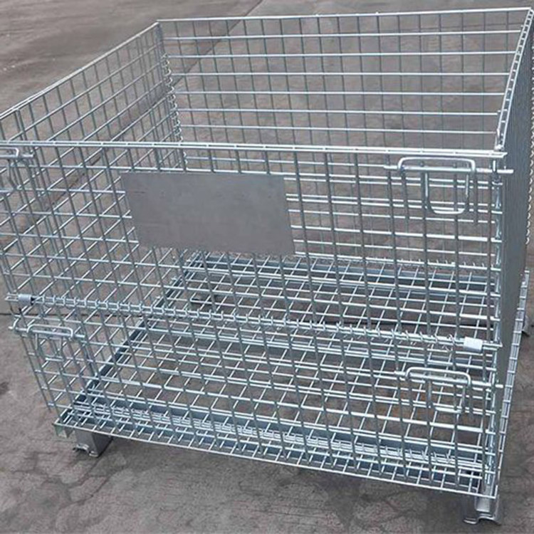 Warehouse Security Storage Cages Wire Zinc Mesh Foldable Container Welded Iron Cage Logistic Heavy Duty Logistics Trolley