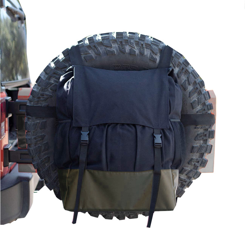 Large Capacity Semi Waterproof Spare Tire Trash Bag Cover with Many Small Pockets for camper and truck