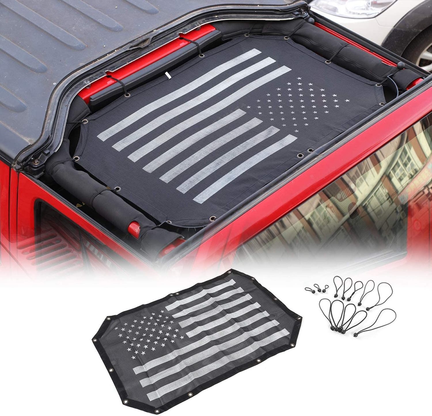 Mesh Sunshade UV Protection 2 Door Durable Polyester Top Roof Cover for Jeep Wrangler JK