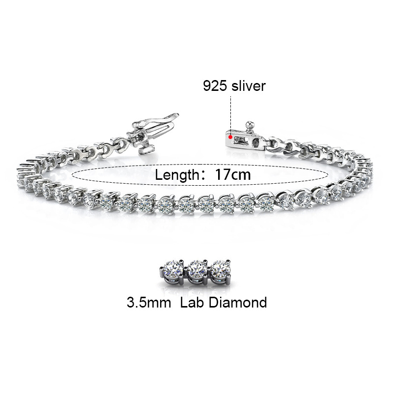 Messi Gems Customized Jewelry 925 Sterling Silver 14K Moissanite Lab Grown Diamond  Bracelet Trendy Tennis Chain Tennis Bracelet