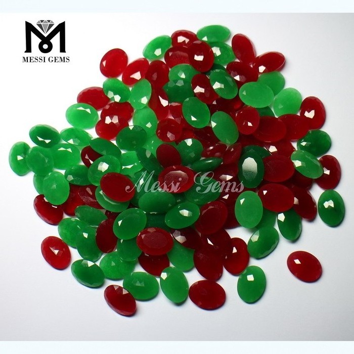 wholesale oval green red jade stone