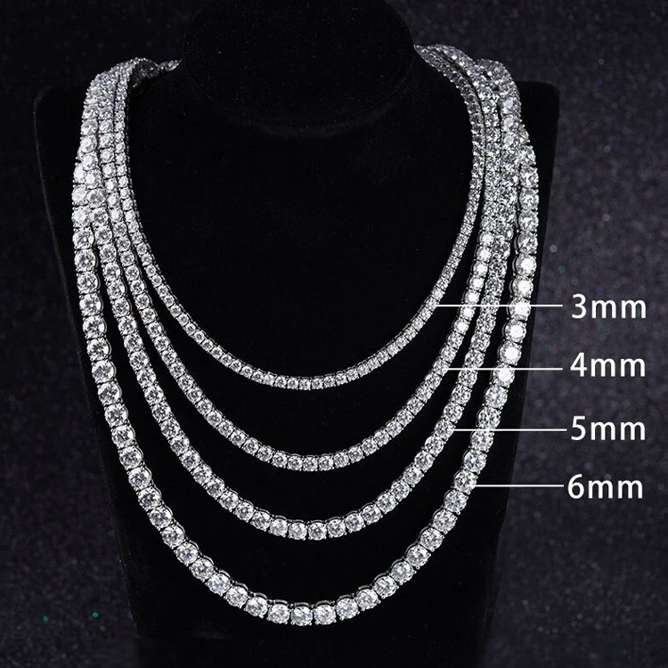 Messi Gems Customized Jewelry 925 Sterling Silver 14K Moissanite Lab Diamond  Necklace Fashion Tennis Chain Tennis Necklace