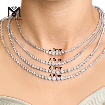 Messi Gems Customized Jewelry 925 Sterling Silver 14K Moissanite Lab Diamond  Necklace Fashion Tennis Chain Tennis Necklace