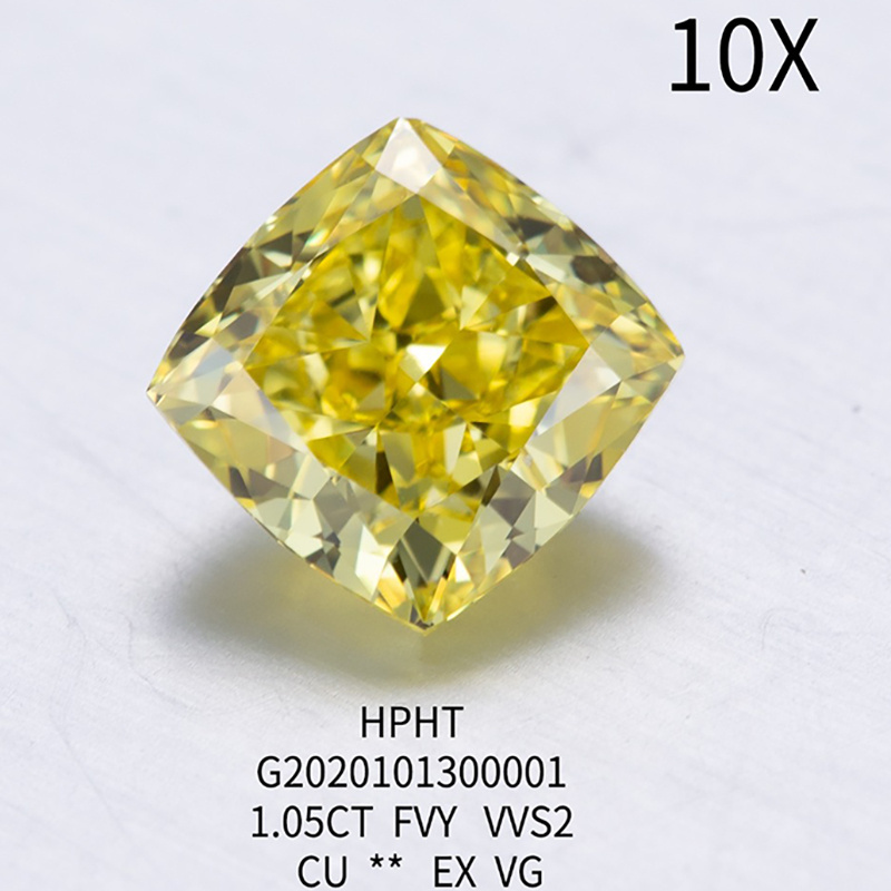 Messi Jewelry Cushion Cut Lab Created Diamonds 0.6ct~1.36ct Cvd HPHT Yellow Lab Grown Diamonds