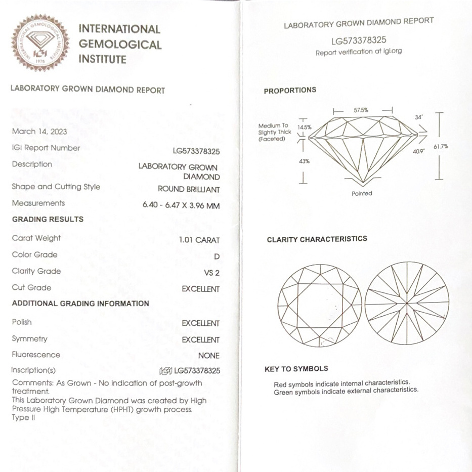 IGI GIA Certificate  0.5ct 1ct 1.5ct 2ct 3ct  Wholesale Lab Created Diamond HPHT CVD Lab Grown Diamond