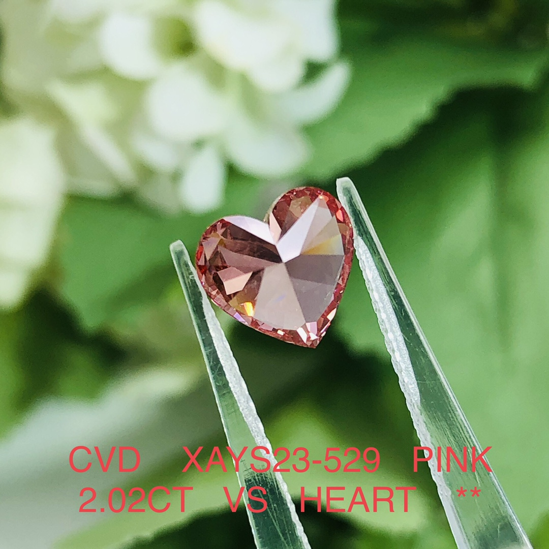 2ct Heart Fancy Pink Color CVD Lab Grown Diamond