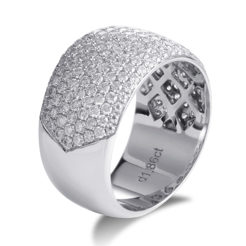 Messi Gems MS-045 Pave Setting Melee Diamonds Cocktail Ring 14K 18K White Gold Jewelry Ring HPHT Lab Craeted Diamond Ring