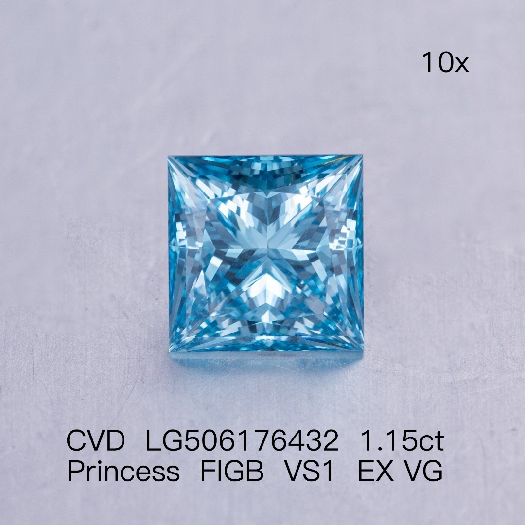 1ct 2ct Princess VS Loose Blue Lab Grown Diamonds CVD Lab Created Blue Diamond