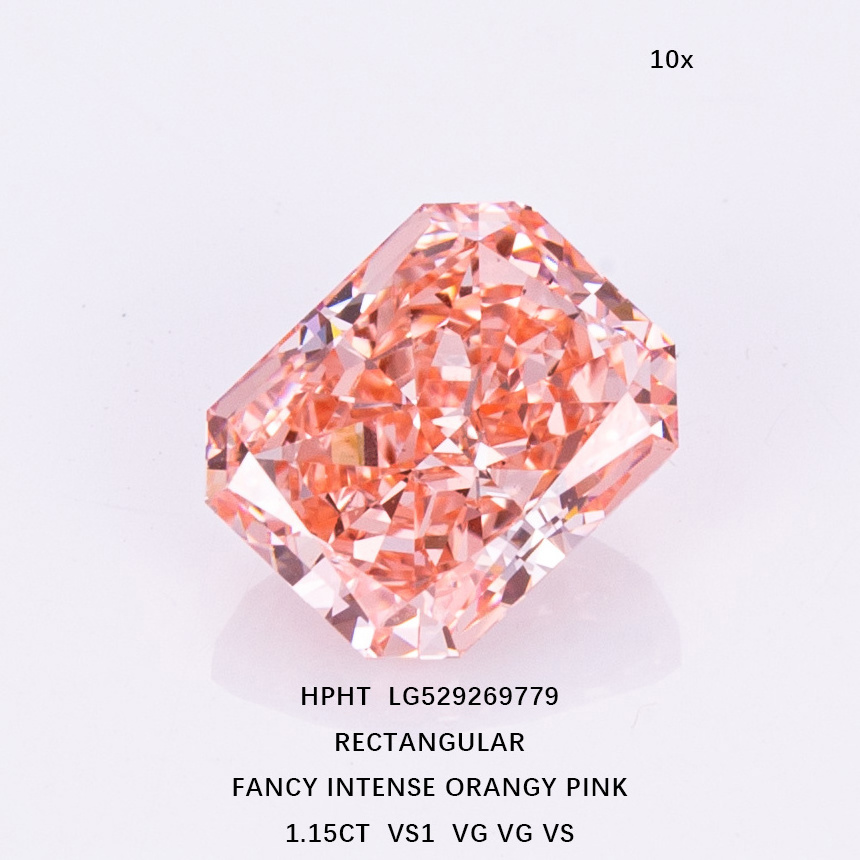 Messi Jewelry IGI Certificate 1.1ct VS1  Fancy Intense Orangy  Pink HPHT Lab Grown Diamonds