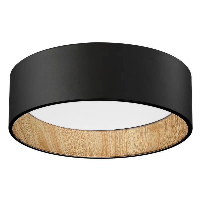 Hot Selling Macaron Led Flush Mount Ceiling Light Black and Light Wood Color 5CCT Adjustable 13inch Modern Dimmable Ceiling Lamp