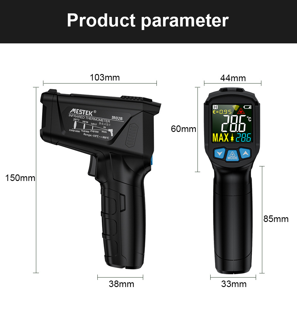 IR02B  for Pizza Oven BBQ Digital Temperature Handheld Heat Thermometer Temperature -50~800 Degree  Digital Thermometer