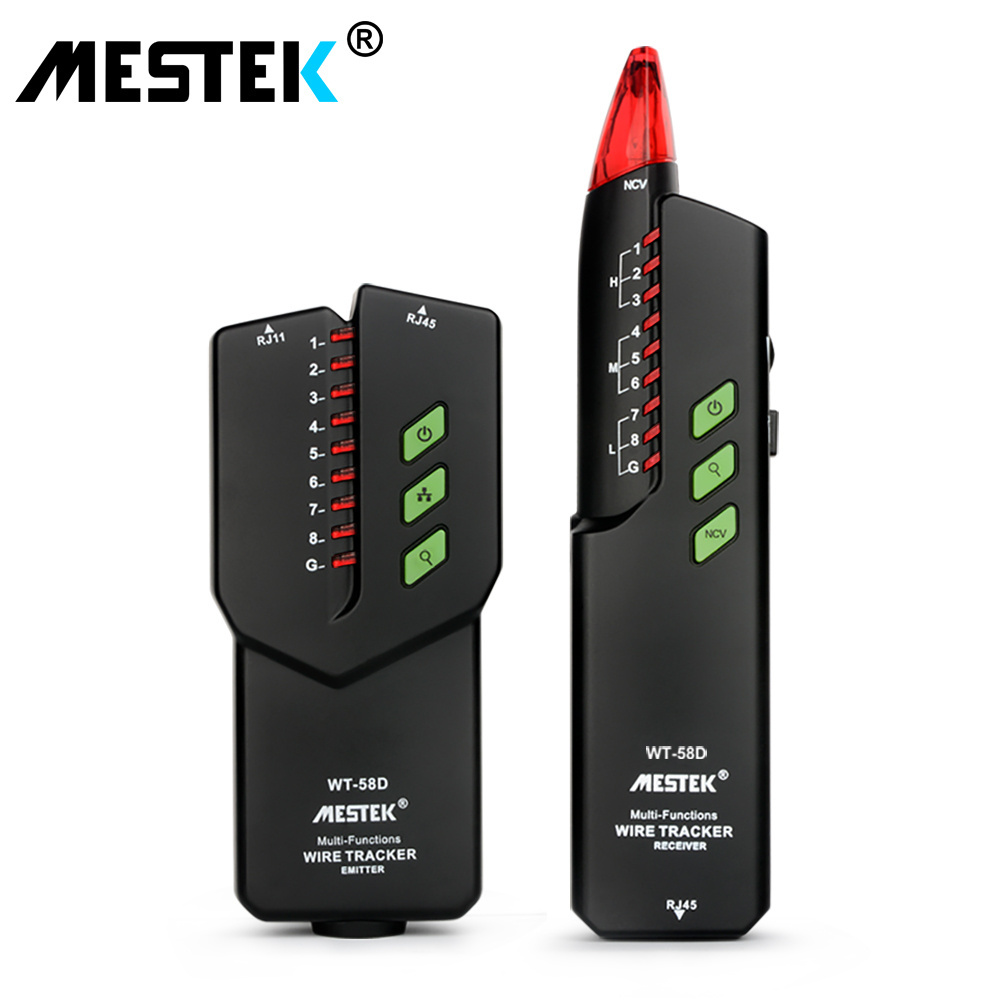 MESTEK WT58D Multifunction rj45 rj 11 Network Cable Tester Electric Wire Line Finder Tracker Diagnose Tone Tracer Detector