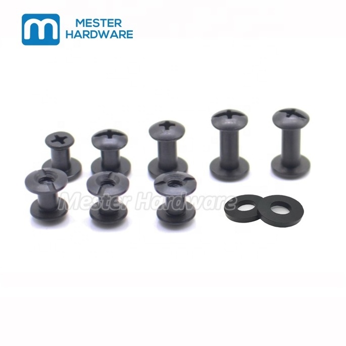 Black 8-32 machine screw Truss head binding post slotted male female screw chicago screw for holster