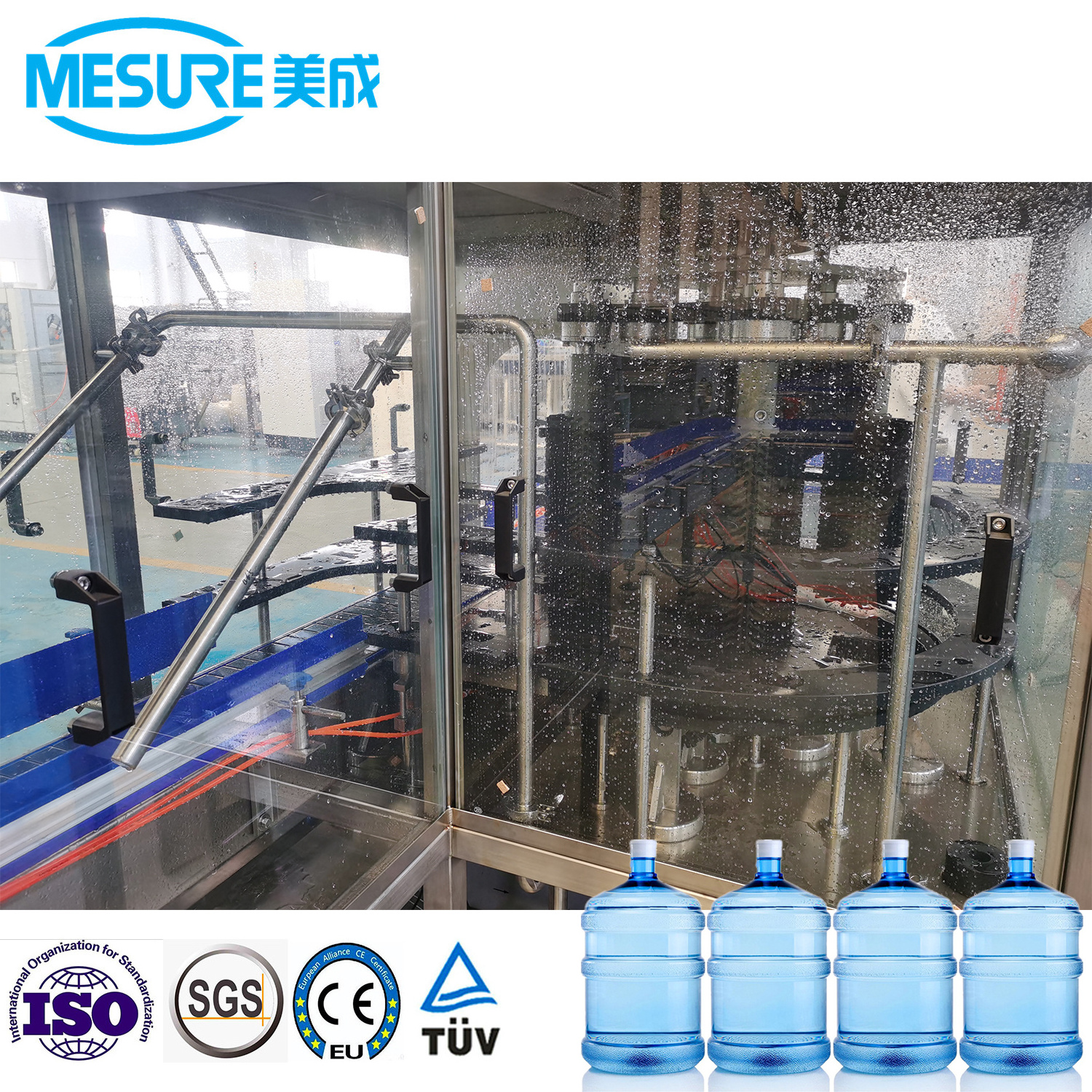 Fully barrel outer brusher inner washing 4 heads filling capping 5 gallon mineral pure 10 liter water bottle filling machine