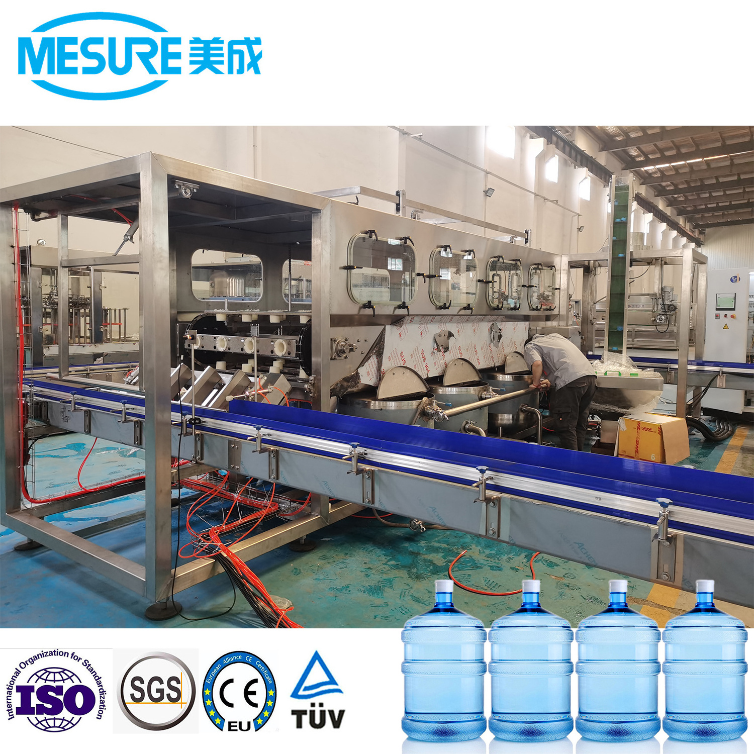 PE PET 5 gallon mineral pure drinking liquid production line big barrel bottle keg filler 3-10l water filling machine