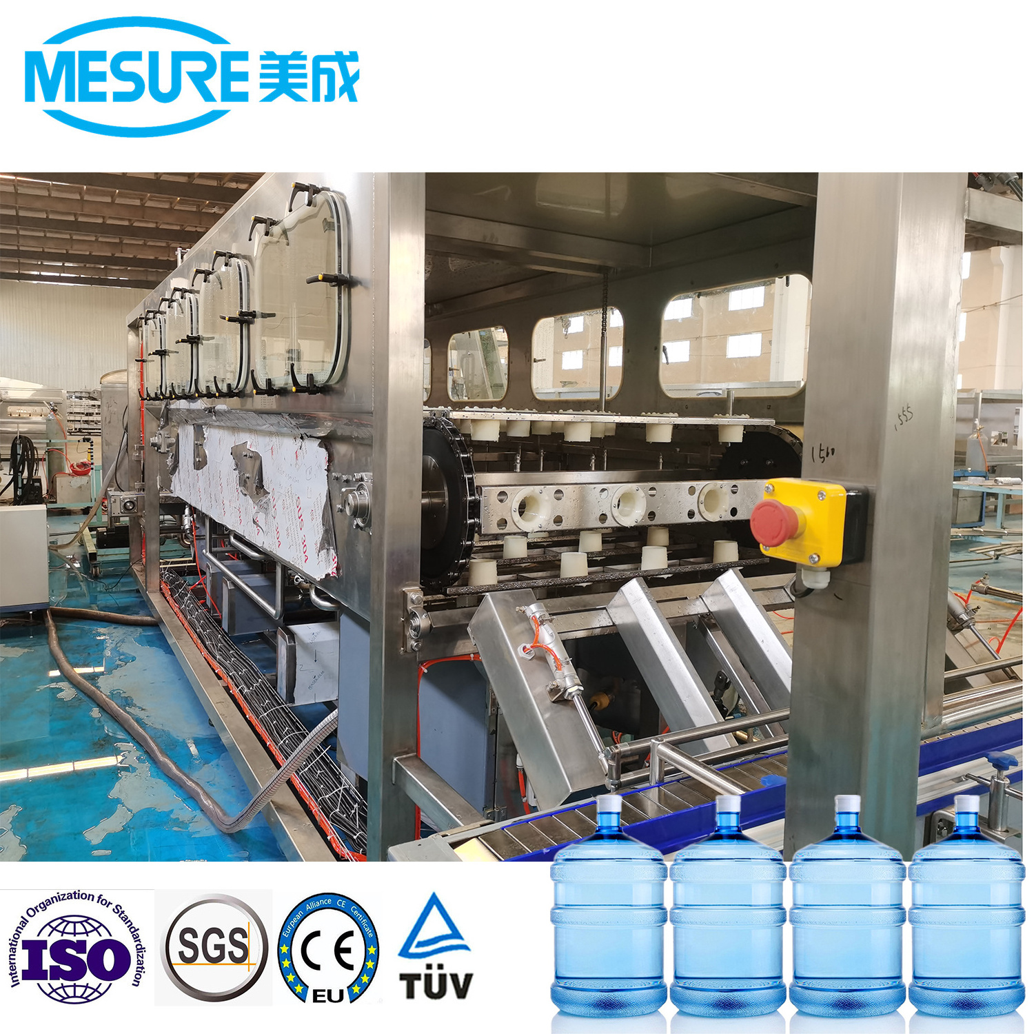 Fully barrel outer brusher inner washing 4 heads filling capping 5 gallon mineral pure 10 liter water bottle filling machine