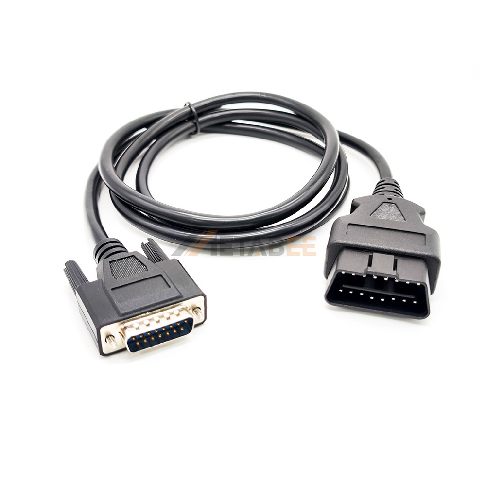 OBD2 Diagnostic to Laptop Cable OBDII 16Pin Female to DB15P Male Test Cable Waterproof DB15 Pin for VGA