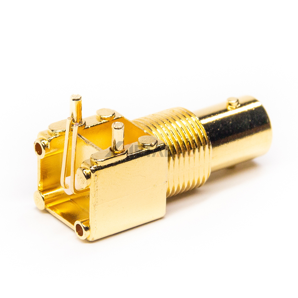 Gold-Plated Right Angle BNC Connector Jack for PCB Mounting