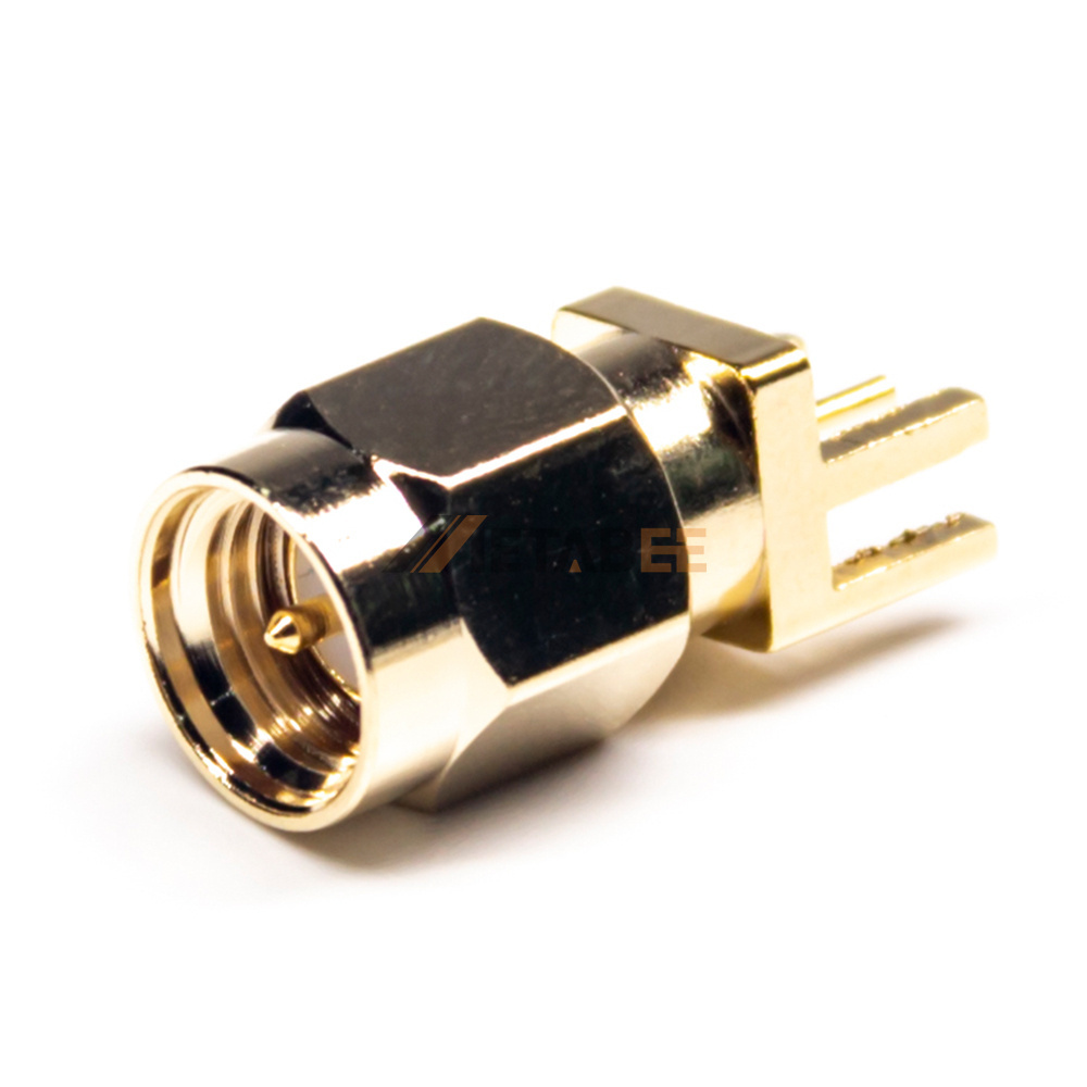 SMA Male Jack, 50 Ohm PCB Panel Mount Board and RF Coax Antenna Amphenol Connector with Gold Plating