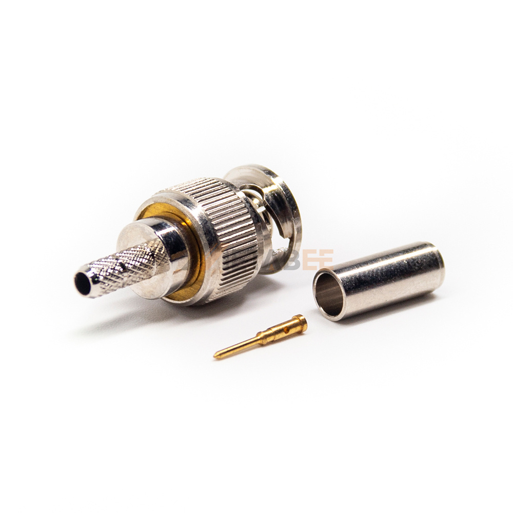 75Ohm Gold Plated BNC Male Straight Crimp Connector Copper RF Cable Coaxial for Cable Assembly