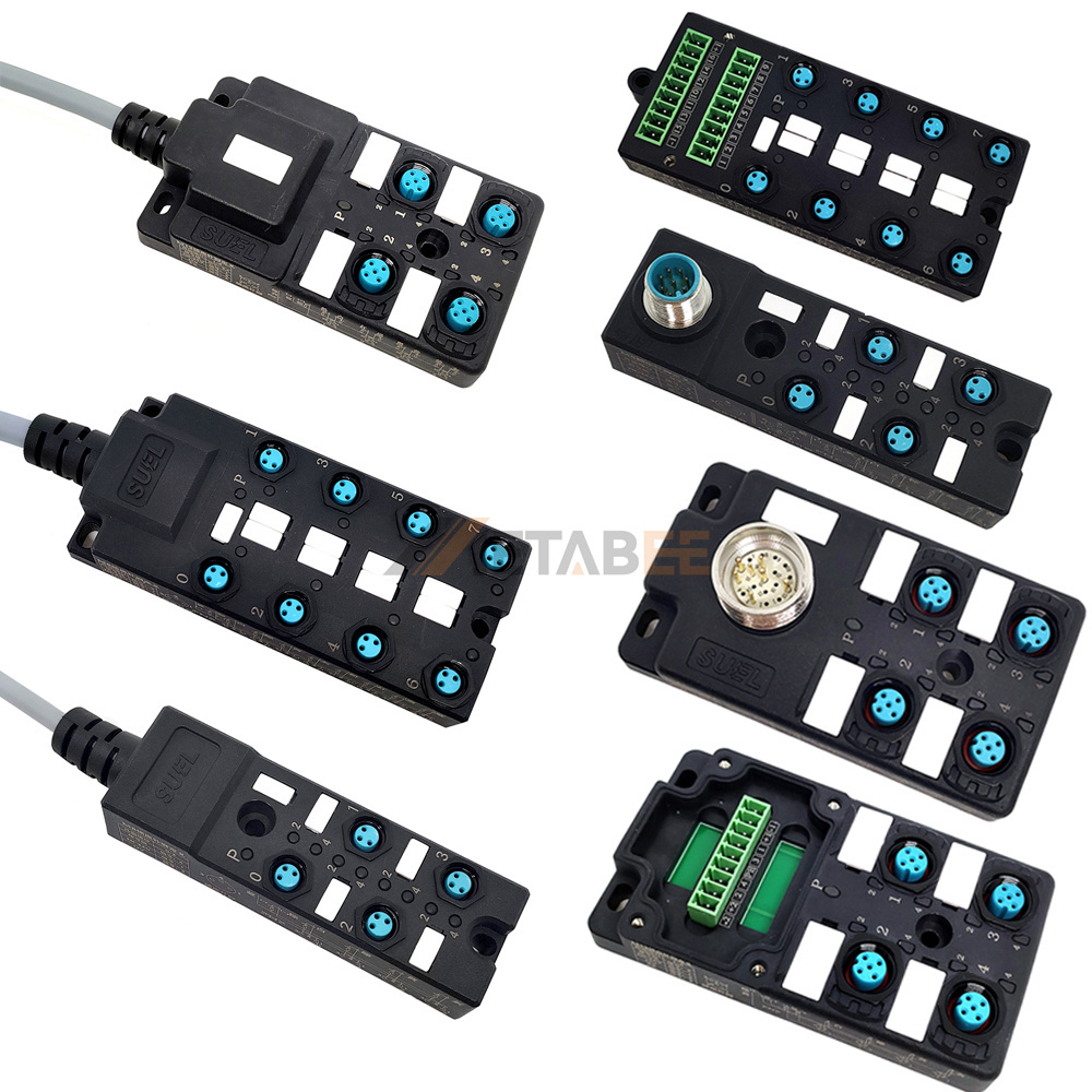 I/O Distribution Box Ip67 M8 M12 Connectors with Signal PNP NPN LED Cable 3M