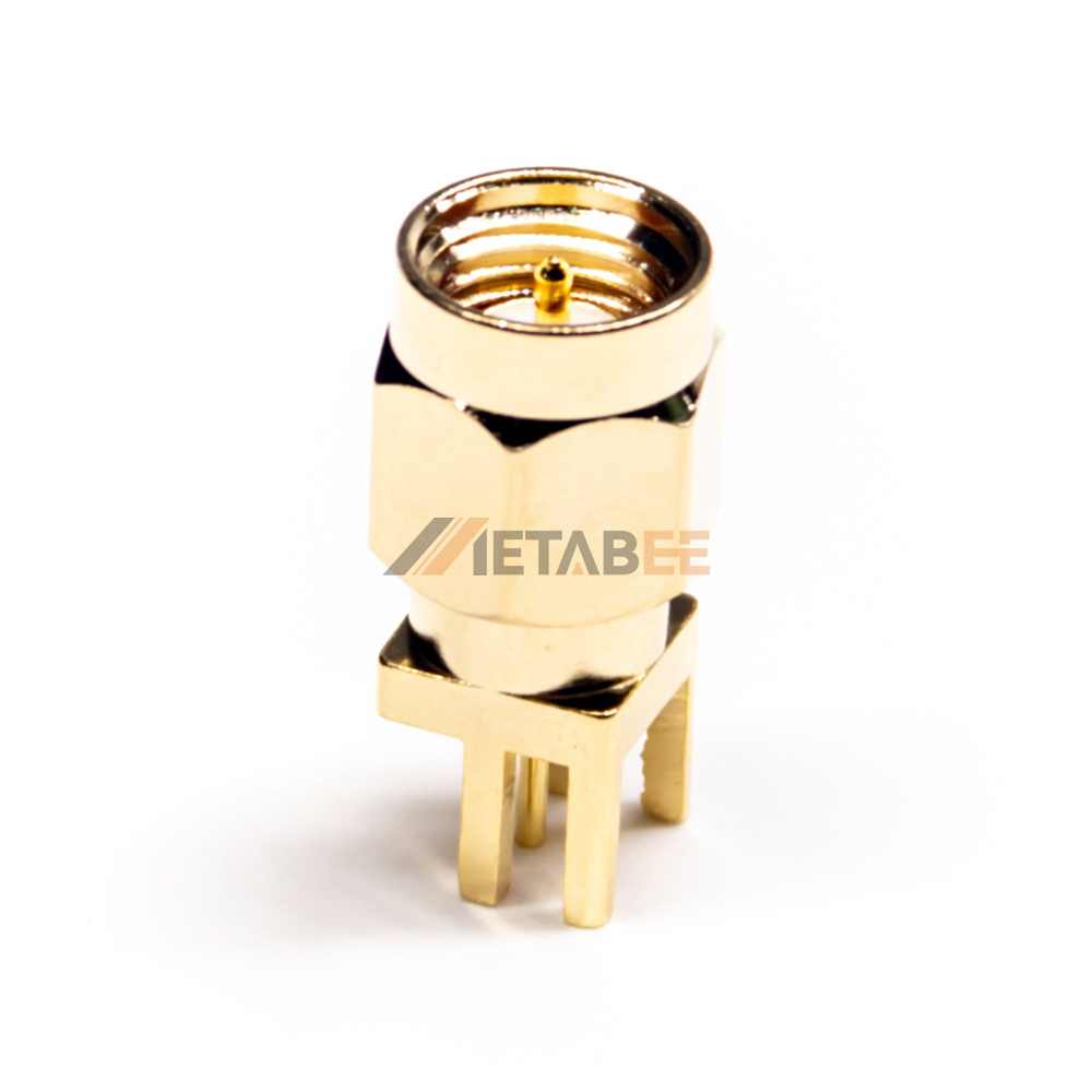 SMA Male Jack, 50 Ohm PCB Panel Mount Board and RF Coax Antenna Amphenol Connector with Gold Plating