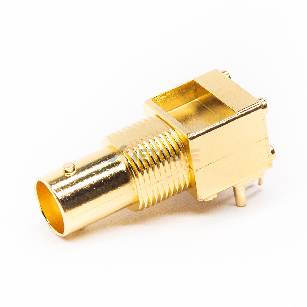 Gold-Plated Right Angle BNC Connector Jack for PCB Mounting