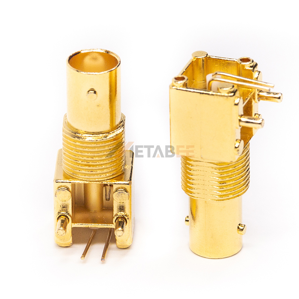 Gold-Plated Right Angle BNC Connector Jack for PCB Mounting