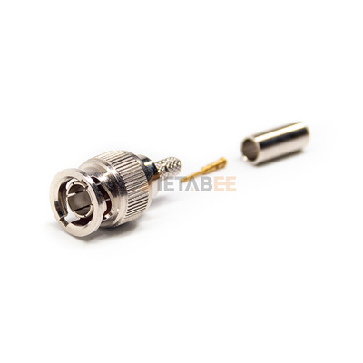 75Ohm Gold Plated BNC Male Straight Crimp Connector Copper RF Cable Coaxial for Cable Assembly