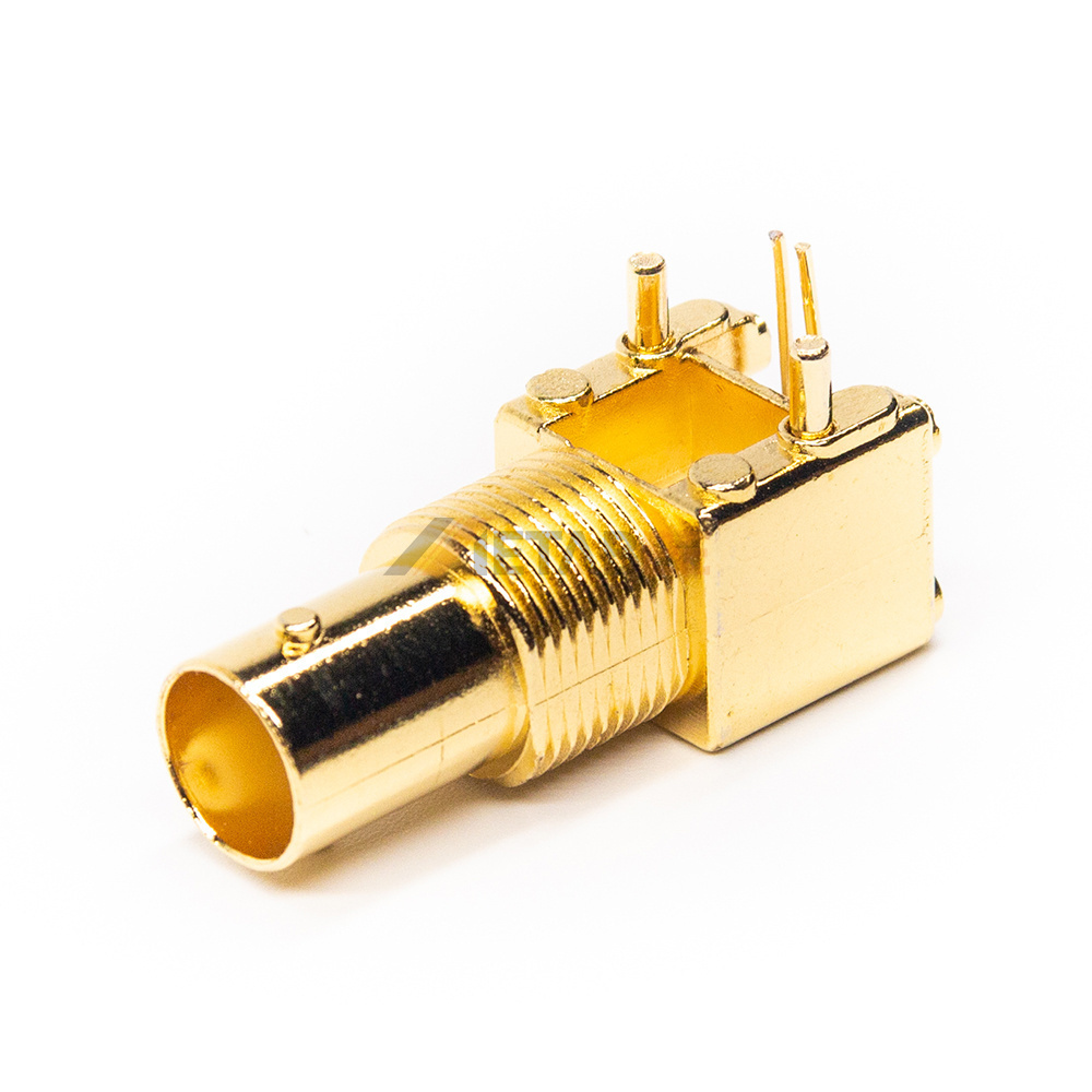 Gold-Plated Right Angle BNC Connector Jack for PCB Mounting