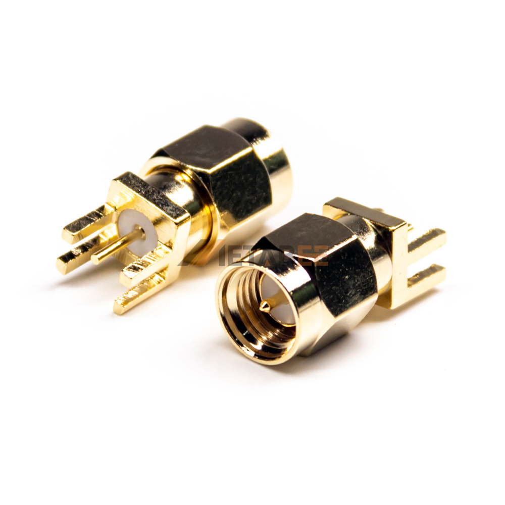 SMA Male Jack, 50 Ohm PCB Panel Mount Board and RF Coax Antenna Amphenol Connector with Gold Plating