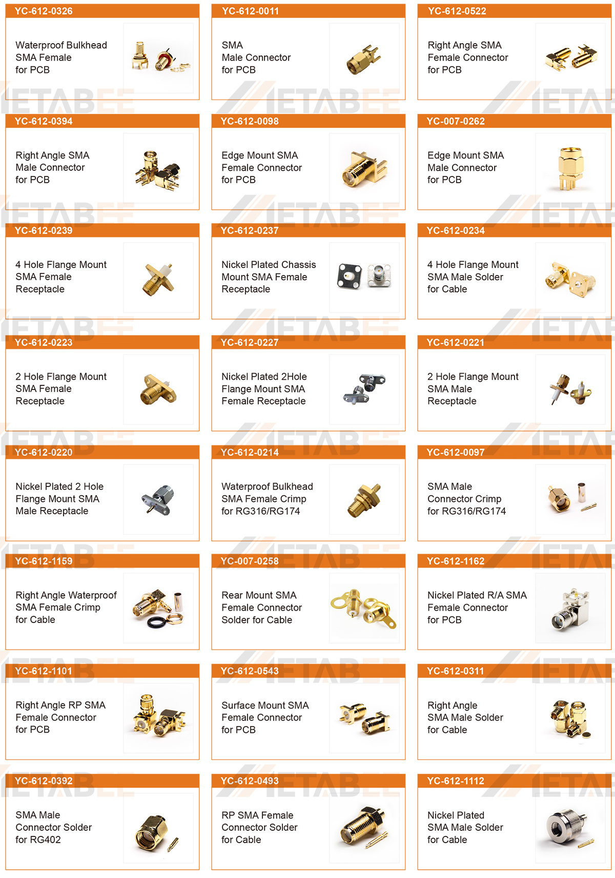 SMA Right Angle Connector Female Panel PCB Mount