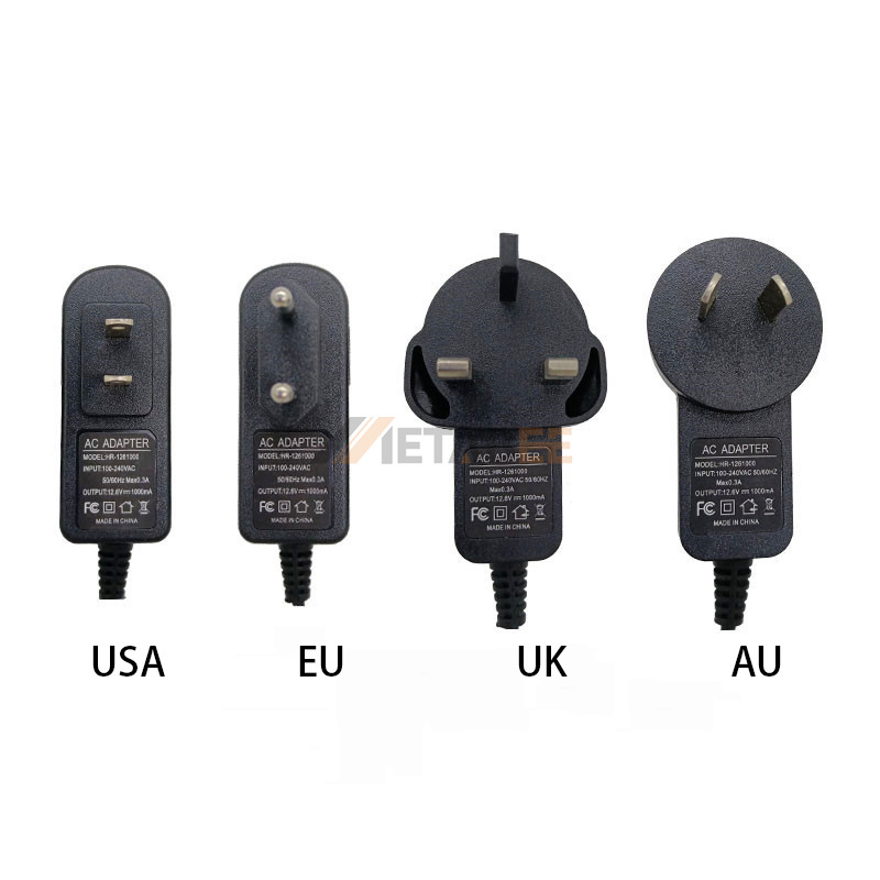 Universal 12V 1A 2A 3A 4A 5A 6A 8A 10A USA EU AU UK Plug AC to DC Black Desktop Wall Mounted Charger Power Adapter