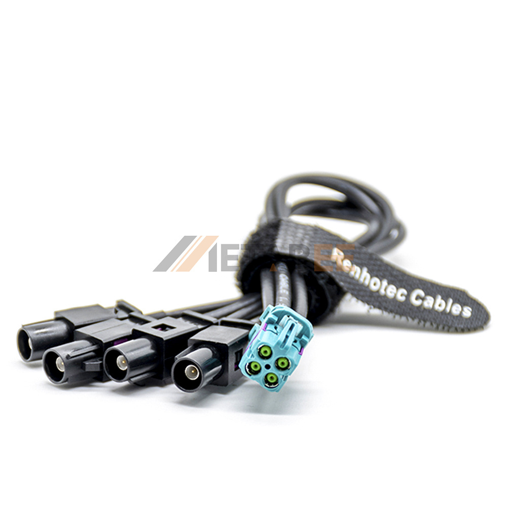 MATE-AX Mini-Fakra Plug Connector Mini Fakra -SMA(F) Z Coded to Fakra Female Z Coded 4 in 1 Automotive Data Cable 30CM