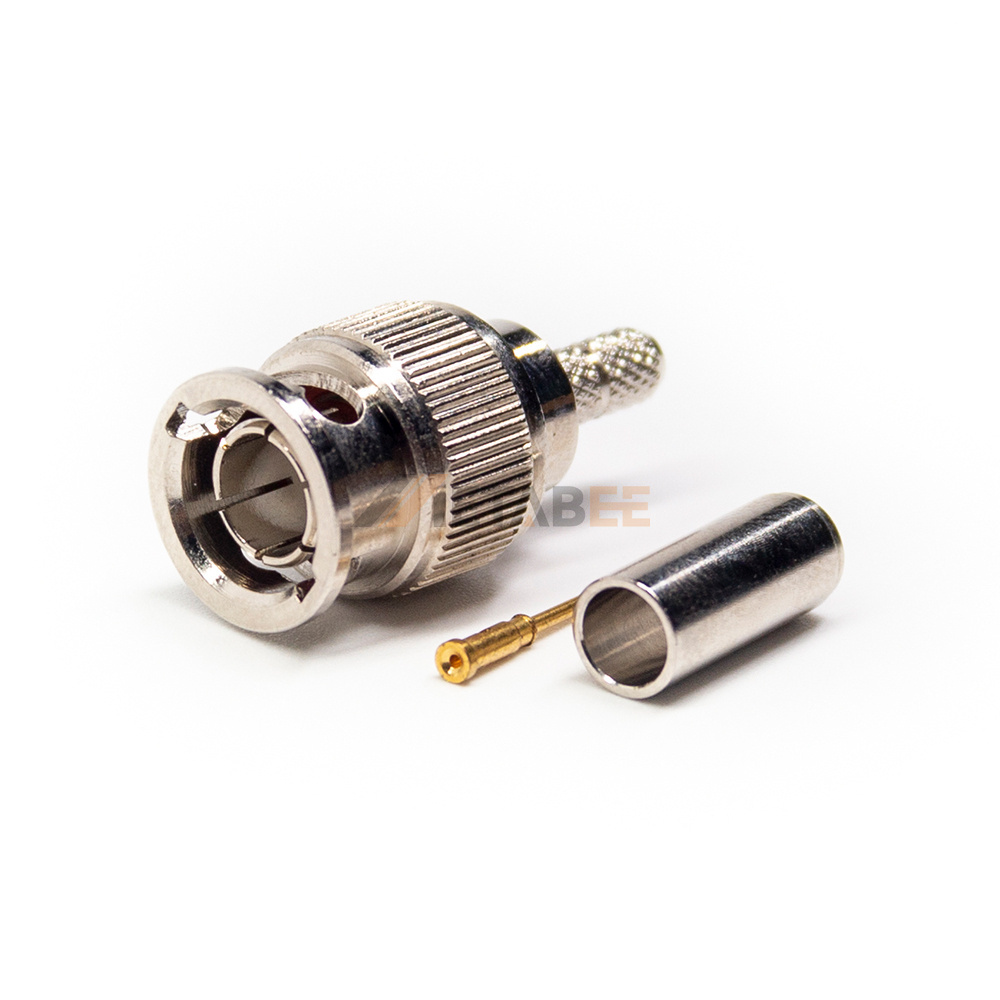 75Ohm Gold Plated BNC Male Straight Crimp Connector Copper RF Cable Coaxial for Cable Assembly