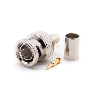 75Ohm BNC Male Straight Connector Gold and Nickel Plated Copper Crimp for RG59 RF Cable Application