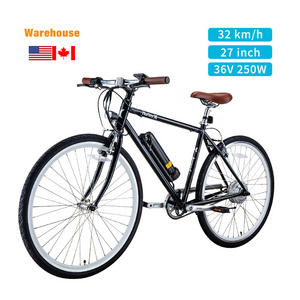 US Warehouse Stock Single Speed 250W Electric Bike 36V 10AH Lithium Battery City Road Disc Brake Ebike Tire 20 inch E Bike