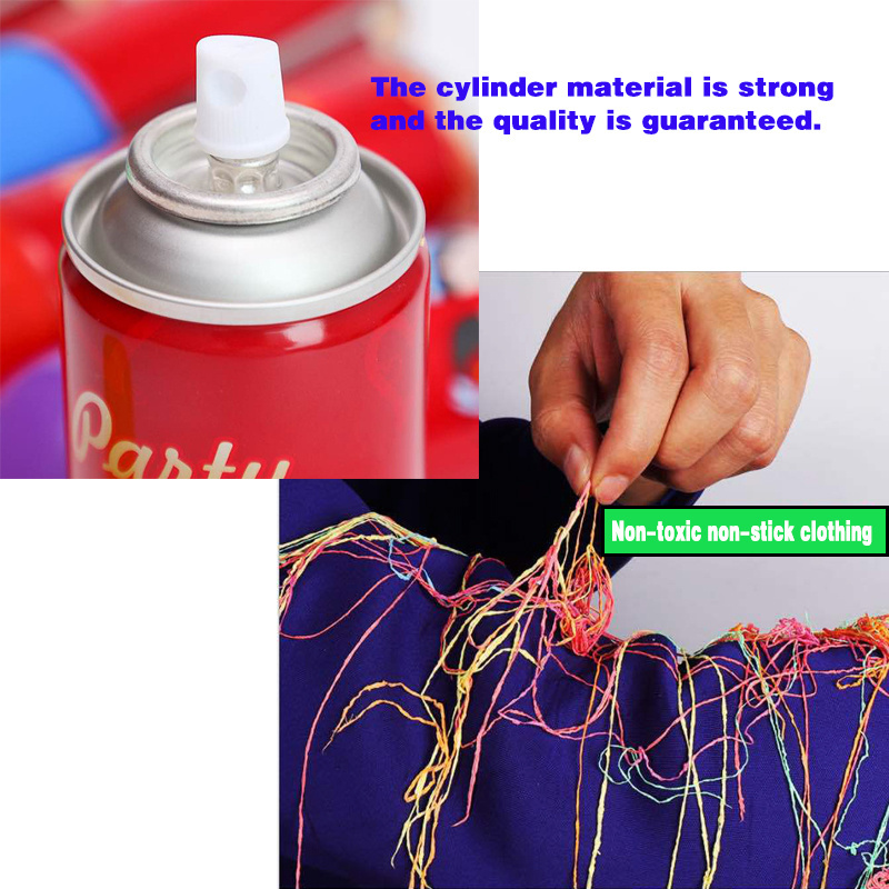 Spray nastro spray protection Customized holiday carnival Non-flammabl firecracker  crazy ribbon Silly Party string spray