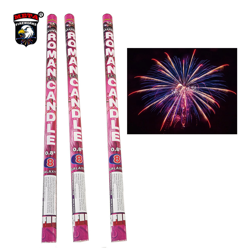 Liuyang metafireworks High quality colorful balls joyful  fireworks Le foudre cracker playing 0.8 inch 8 shots roman candle