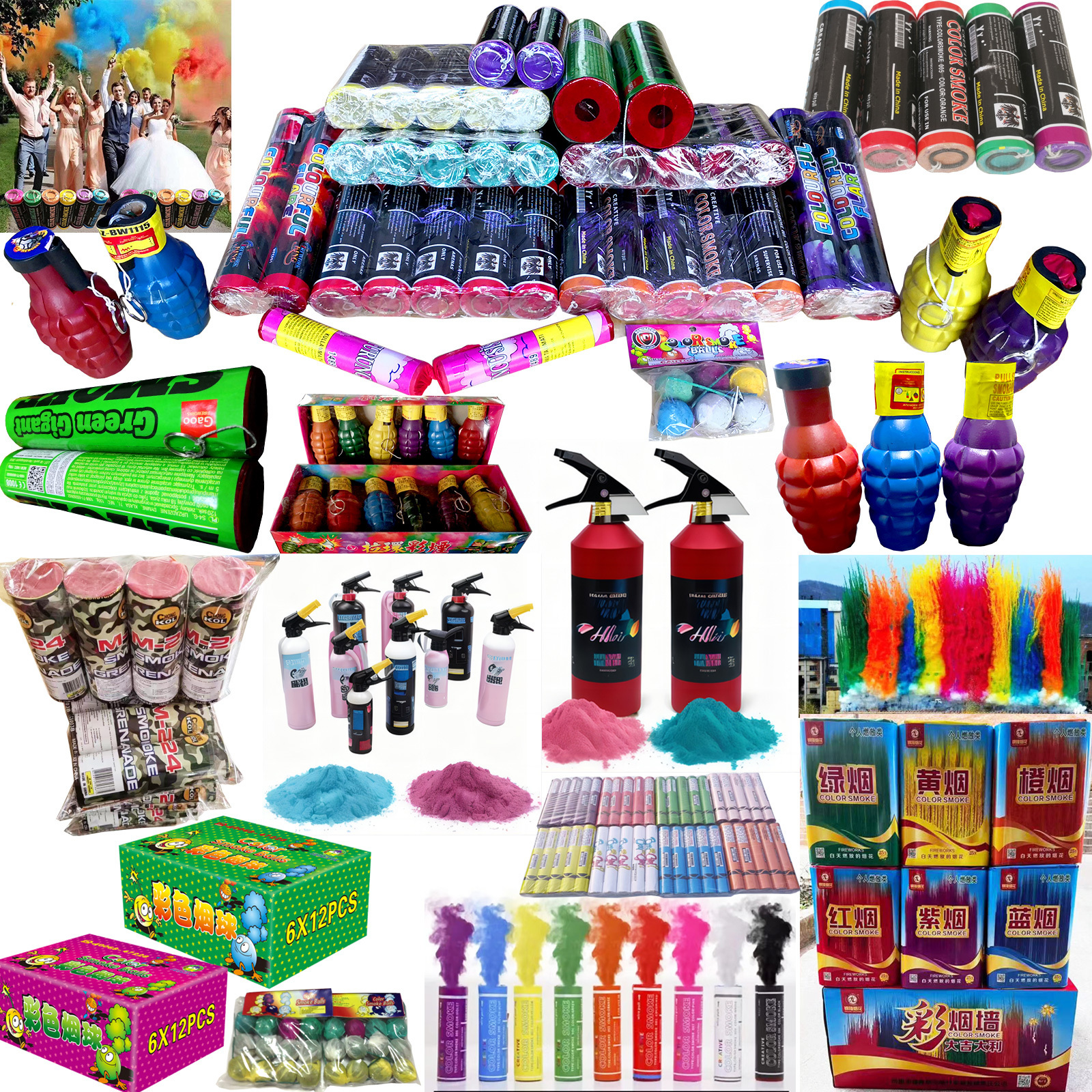 Chinese Wholesale Custom Color Smoke Daytime Fireworks  Gender Reveal Grenades for Wedding Smoke Flarmes