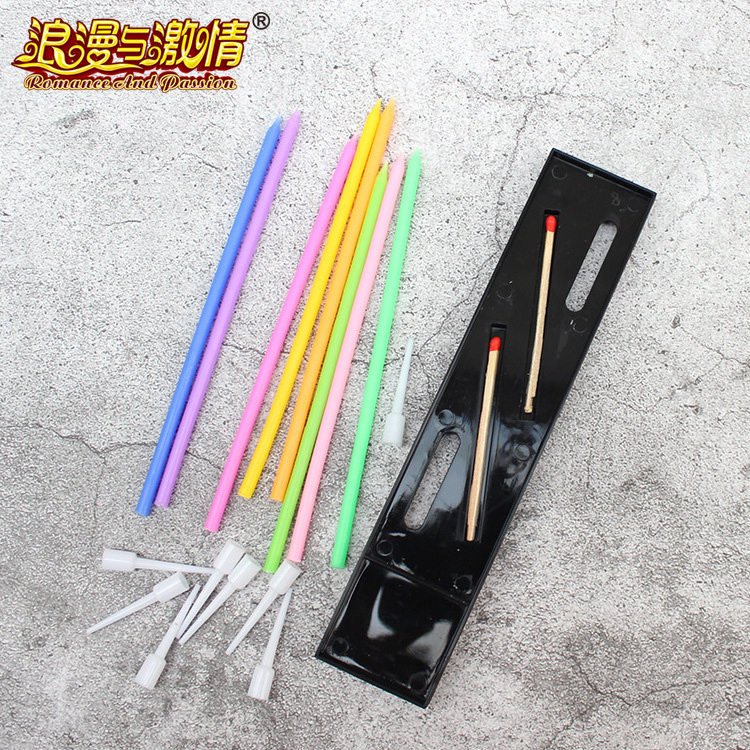 Top Seller  Cake Candle Long Thin rainbow matches  8pcs boxed  Crystal Birthday Candles for Birthday Wedding Party Decoration