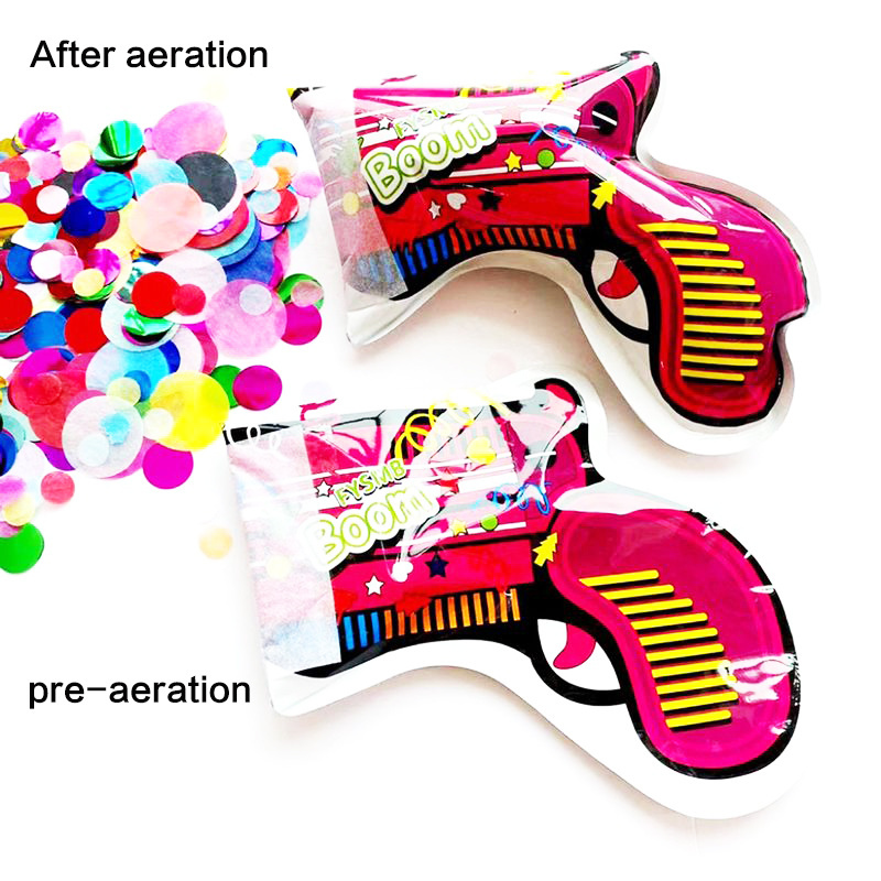 2023 New Cool Pistol Shape Confetti Handheld Fireworks Birthday Party Creative Inflatable Fireworks Confetti Toy Gun