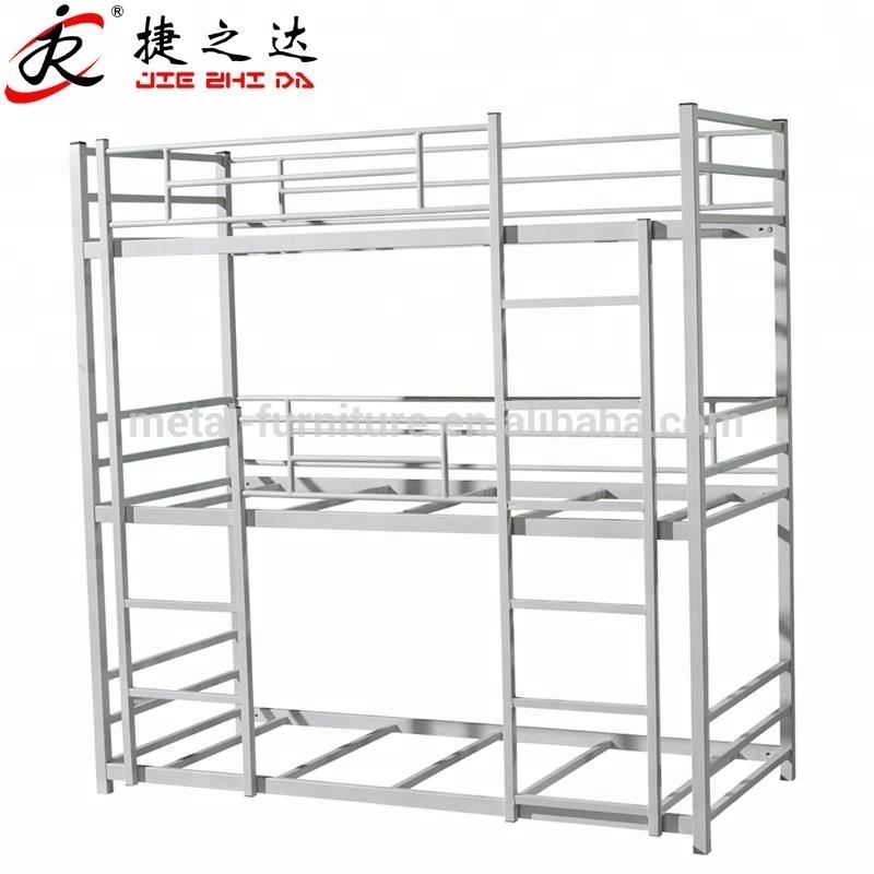 Adult Cheap Bunk Bed with Futon and Mattresses Hostel loft beds Triple Deck Bed