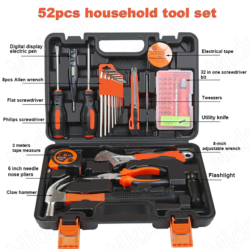 JZD 52 Pcs Household Tool Kit Hardware Tool Box Set Supplier Home Use Tool In Storage Case