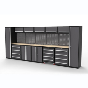 Garage Metal Steel Tool Workbench Drawer Tool Cabinet Group Steel Metal Pegboard Trolley Cart