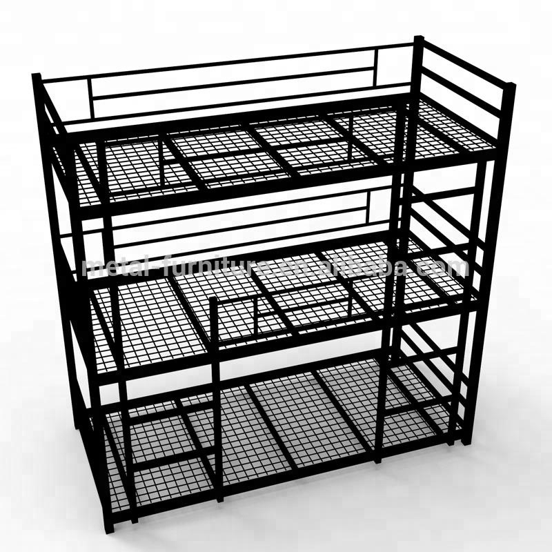 Adult Cheap Bunk Bed with Futon and Mattresses Hostel loft beds Triple Deck Bed