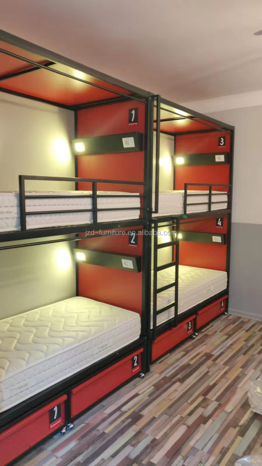 JZD Hot sale single double soundproof capsule hotel bunk bed capsule bed sleeping pods